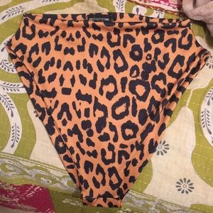 Orange cheetah high waist high leg swimsuit bottom